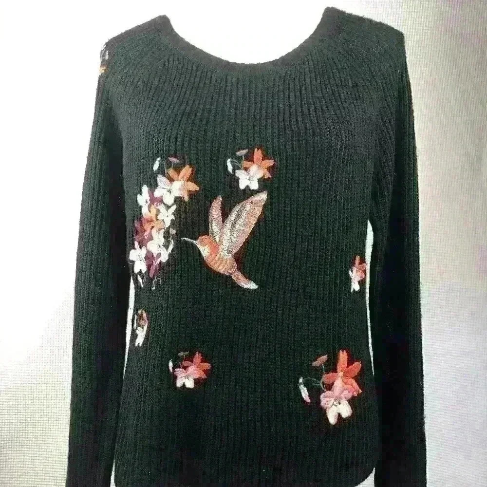 WYLD HART Hummingbird Sweater Black Size